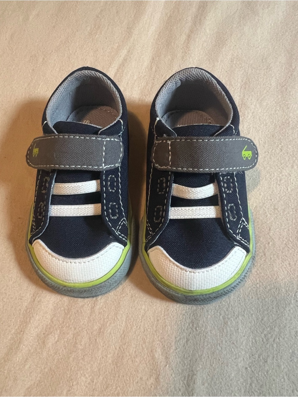 See Kai Run Navy, Gray and Lime Green Hook-and-Loop Sneakers